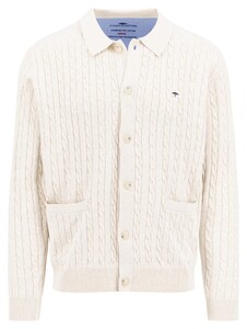 Fynch-Hatton Buttoned Cardigan Superfine Cotton Cable Knit Vest New Off White