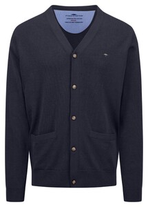 Fynch-Hatton Buttoned Cardigan Superfine Cotton Vest Navy