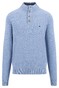 Fynch-Hatton Buttoned Troyer Uni Color Texture Knit Pullover Cloud Blue