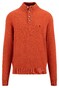 Fynch-Hatton Buttoned Troyer Uni Color Texture Knit Pullover Flame