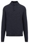 Fynch-Hatton Buttoned Troyer Uni Color Texture Knit Pullover Navy