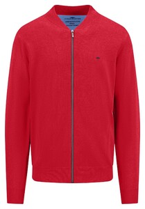 Fynch-Hatton Cardigan College Collar Superfine Cotton Vest Poppy Red