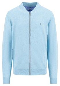 Fynch-Hatton Cardigan College Collar Superfine Cotton Vest Splashy Ocean