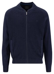 Fynch-Hatton Cardigan College Front Texture Vest Navy