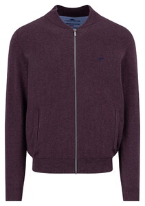 Fynch-Hatton Cardigan College Superfine 3-Ply Cotton Vest Aubergine