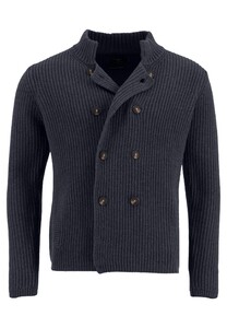 Fynch-Hatton Cardigan Double Row Buttons Ribbed Vest Navy