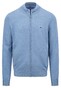 Fynch-Hatton Cardigan Stand-Up Zip Collar Superfine 3-Ply Cotton Cloud Blue