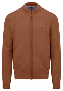 Fynch-Hatton Cardigan Stand-Up Zip Collar Superfine 3-Ply Cotton Hazel