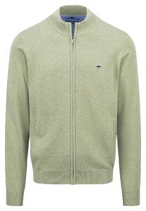 Fynch-Hatton Cardigan Stand-Up Zip Collar Superfine 3-Ply Cotton Light Khaki