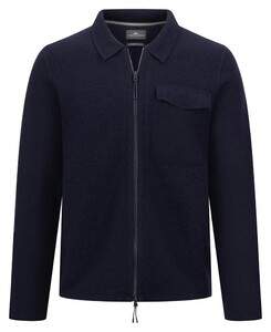 Fynch-Hatton Cardigan Zip Boiled Wool Navy