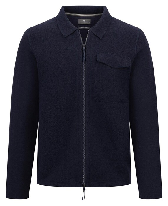 Fynch-Hatton Cardigan Zip Boiled Wool Navy