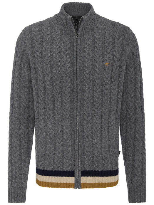 Fynch-Hatton Cardigan Zip Cable Structure Ashgrey
