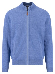 Fynch-Hatton Cardigan Zip Cotton Slub Vest Strong Blue