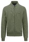 Fynch-Hatton Cardigan Zip Fine Structure Cotton Dusty Olive