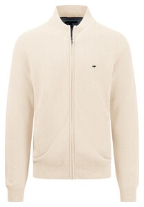 Fynch-Hatton Cardigan Zip Fine Structure Cotton Off White