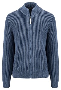 Fynch-Hatton Cardigan Zip Merino Cashmere Plated Structure Cloud Blue