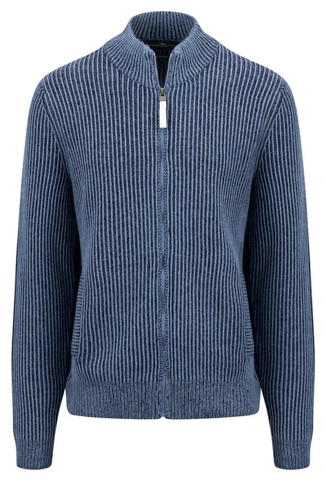 Fynch-Hatton Cardigan Zip Merino Cashmere Plated Structure Cloud Blue