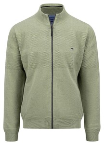 Fynch-Hatton Cardigan Zip Structure Mix Superfine Cotton Light Khaki