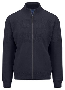 Fynch-Hatton Cardigan Zip Structure Mix Superfine Cotton Navy