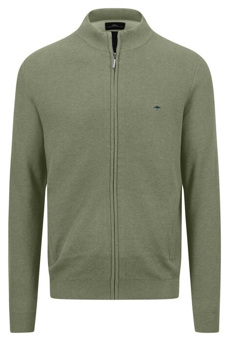 Fynch-Hatton Cardigan Zip Uni Color Structure Light Khaki