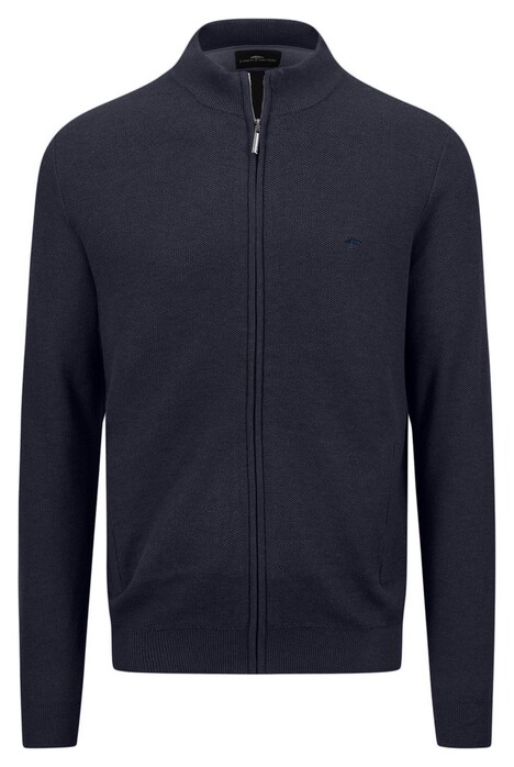 Fynch-Hatton Cardigan Zip Uni Color Structure Navy