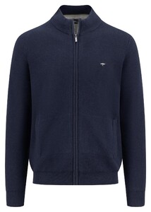 Fynch-Hatton Cardigan Zip Uni Color Structure Vest Navy