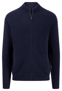 Fynch-Hatton Cardigan Zip Uni Color Texture Knit Cashmere Vest Navy