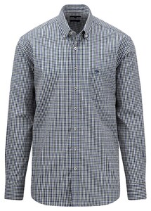 Fynch-Hatton Casual Mini Check Button Down Overhemd Navy-Sage Green