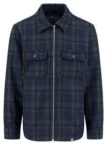 Fynch-Hatton Check Wool Blend Overshirt Dark Navy