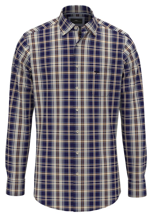 Fynch-Hatton Classic Allover Multi Check Overhemd Navy