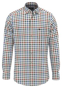 Fynch-Hatton Classic Combi Check Button Down Overhemd Rust-Multi