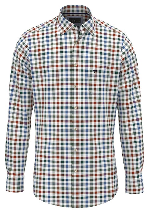 Fynch-Hatton Classic Combi Check Button Down Overhemd Rust-Multi