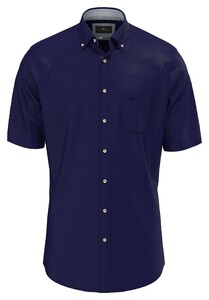 Fynch-Hatton Classic Solid Short Sleeve Button-Down Overhemd Navy
