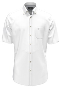Fynch-Hatton Classic Solid Short Sleeve Button-Down Overhemd Wit