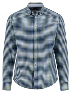 Fynch-Hatton Colorful Check Oxford Button-Down Overhemd Harbor Blue