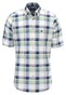 Fynch-Hatton Colorful Combi Check Short Sleeve Button-Down Overhemd Strong Blue