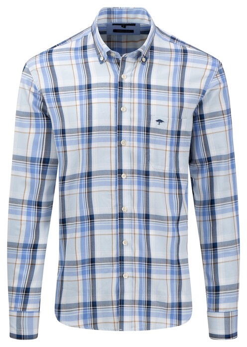 Fynch-Hatton Colorful Large Checks Shirt Crystal Blue