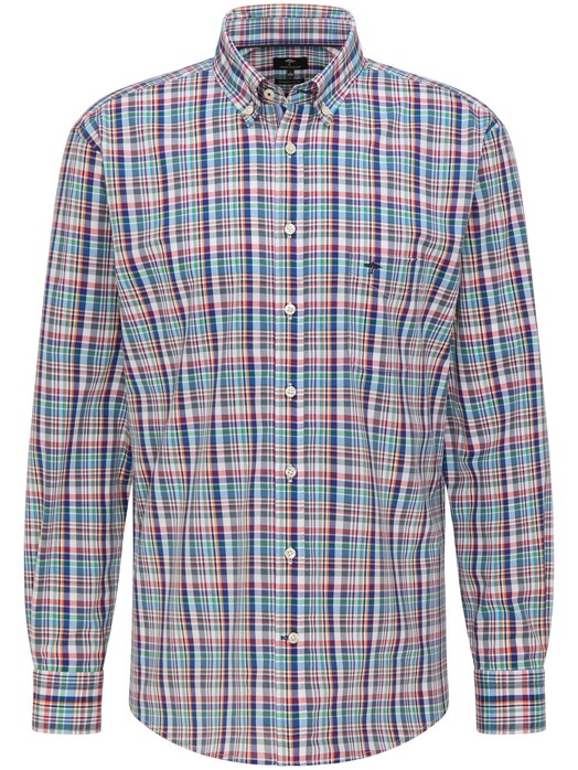 Fynch-Hatton Colorful Multi Check Overhemd Azure