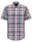 Fynch-Hatton Colourful Button Down Linen Check Overhemd Blauw