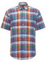 Fynch-Hatton Colourful Linen Check Overhemd Pitahaya