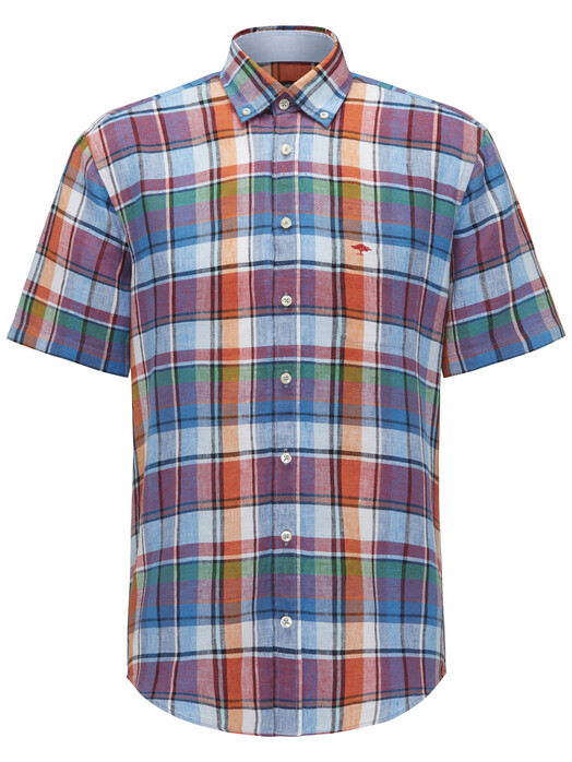 Fynch-Hatton Colourful Linen Check Shirt Pitahaya