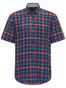 Fynch-Hatton Colourful Linen Check Short Sleeve Shirt Navy