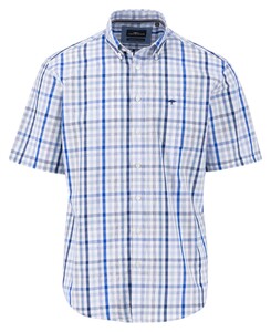 Fynch-Hatton Combi Check Button-Down Overhemd Strong Blue