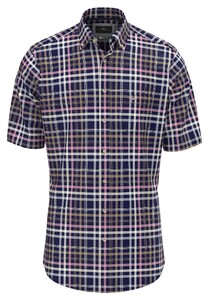 Fynch-Hatton Combi Slub Check Overhemd Navy