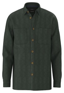 Fynch-Hatton Corduroy Double Chest Pocket Contrast Buttons Overshirt Dark Ivy