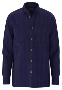Fynch-Hatton Corduroy Double Chest Pocket Contrast Buttons Overshirt Navy