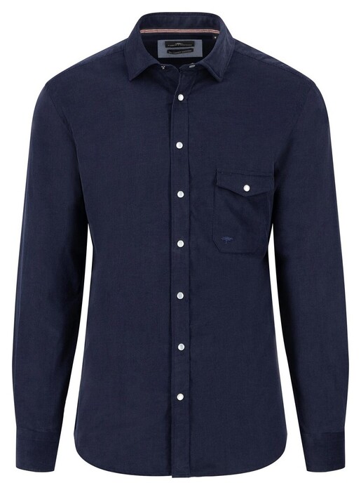 Fynch-Hatton Corduroy Supersoft Cotton Kent Collar Shirt Navy