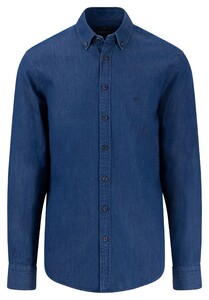 Fynch-Hatton Cotton Denim Button-Down Overhemd Navy