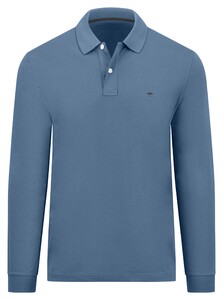 Fynch-Hatton Cotton Interlock Longsleeve Polo Cloud Blue