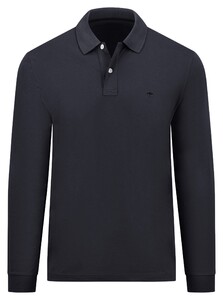 Fynch-Hatton Cotton Interlock Longsleeve Polo Navy